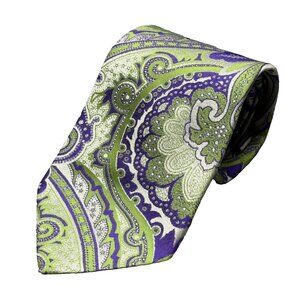 ETRO Milano Tie Jacquard Paisley Woven 100% Silk Made in Italy Green 3.75"